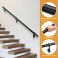 thumbnail image 3 of 6.6ft Stair Railing Indoor Metal Hand Rails for Indoor Stairs 1.5" Pipe Stair Handrail Aluminum Wall Mounted Indoor/Outdoor Handrail for Steps Black Industrial Handrail for Stairs, 3 of 6