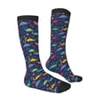 thumbnail image 3 of Picia Women Crew Soft Moisture-wicking Socks Dinosaur Flowers Pattern Design Cotton Socks, One Size fit All, 3 of 9