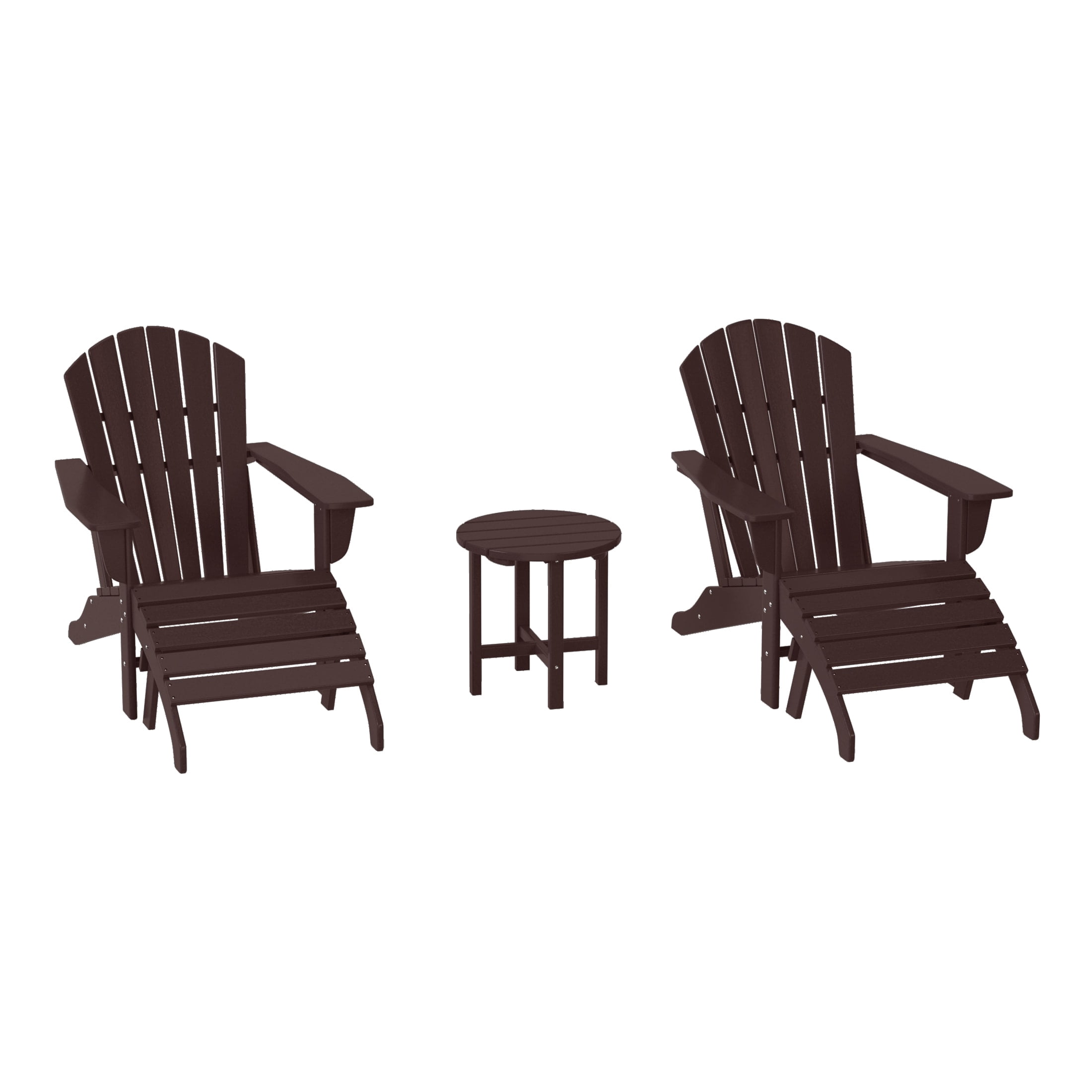 WestinTrends Dylan Outdoor Adirondack Chair With Ottoman And Side Table 5-Piece Set, Dark Brown