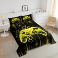 thumbnail image 4 of Erosebridal Gaming Gamer Bedding Sets Twin with Comforter, Video Game Duvet Insert, Neon Gradient Gamepad Bedroom Decor, Black Yellow, Reversible 2 Pieces, 4 of 8