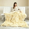 thumbnail image 5 of ROSEKIND ultra-soft 680GSM Faux Fur Ribbed Throw Blanket for Sofa & Bed, Cozy Gift for Adults & Friends, 90x108in, Tie-dye Yellow, 5 of 9
