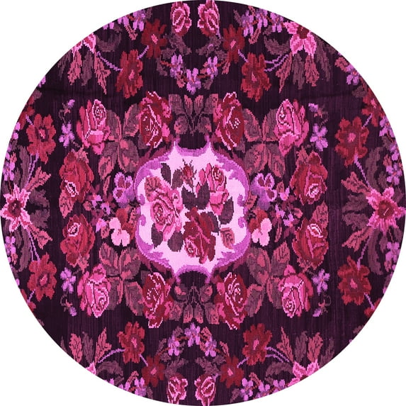 Ahgly Company Indoor Round Medallion Pink French Area Rugs, 3' Round