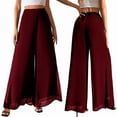 thumbnail image 4 of Women'S Chiffon Dress Beach Wide Leg Palazzo Pants Trouser Wine Red XXL, 4 of 7