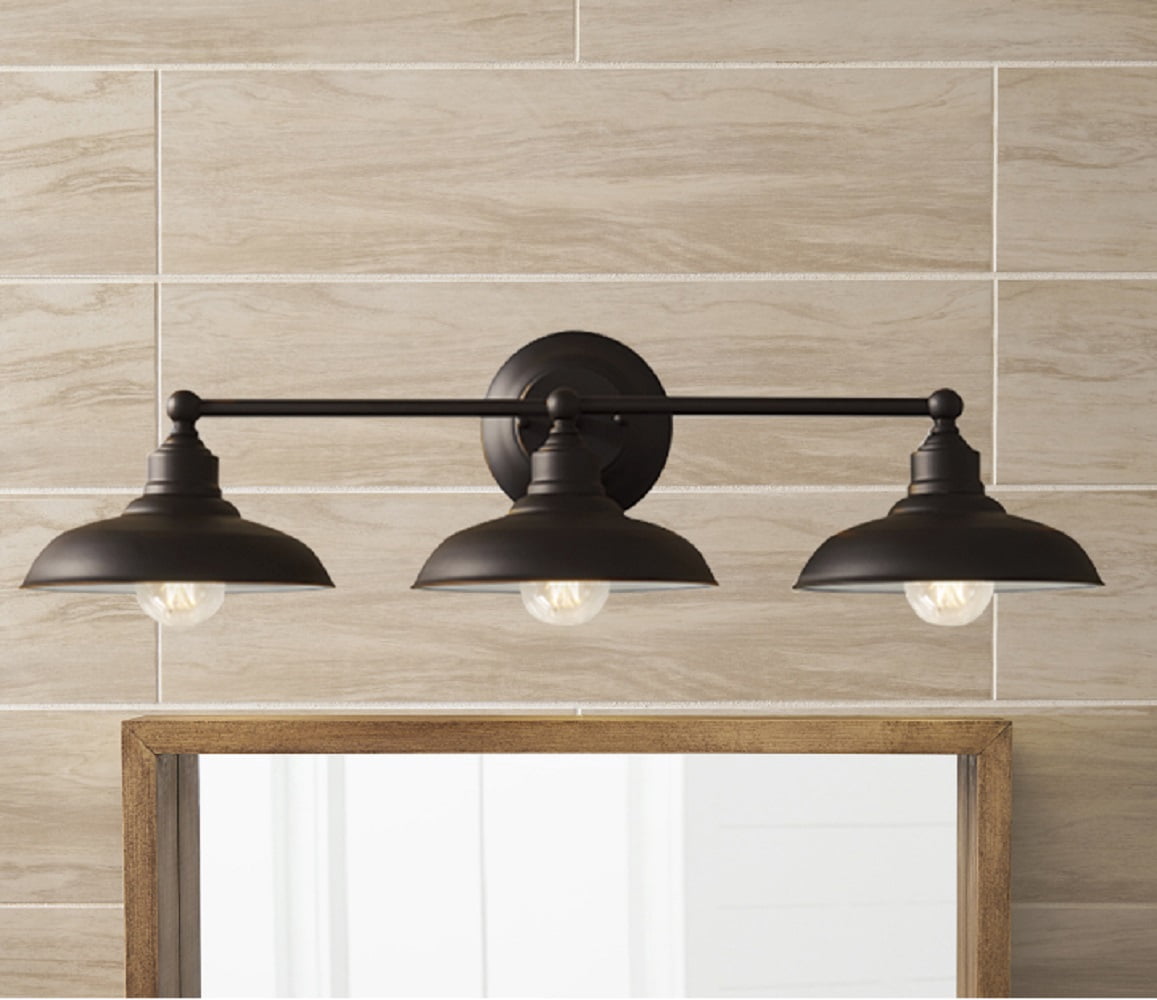 Better Homes &Gardens 28in Classic Farmhouse 3-Light Vanity Light, 60W Equiv, Triple Sconce Bronze