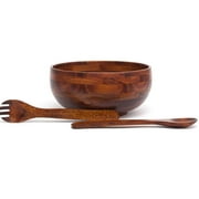 Lipper International Cherry Finished Brown Rice Bowl with Servers, 3 Piece Set