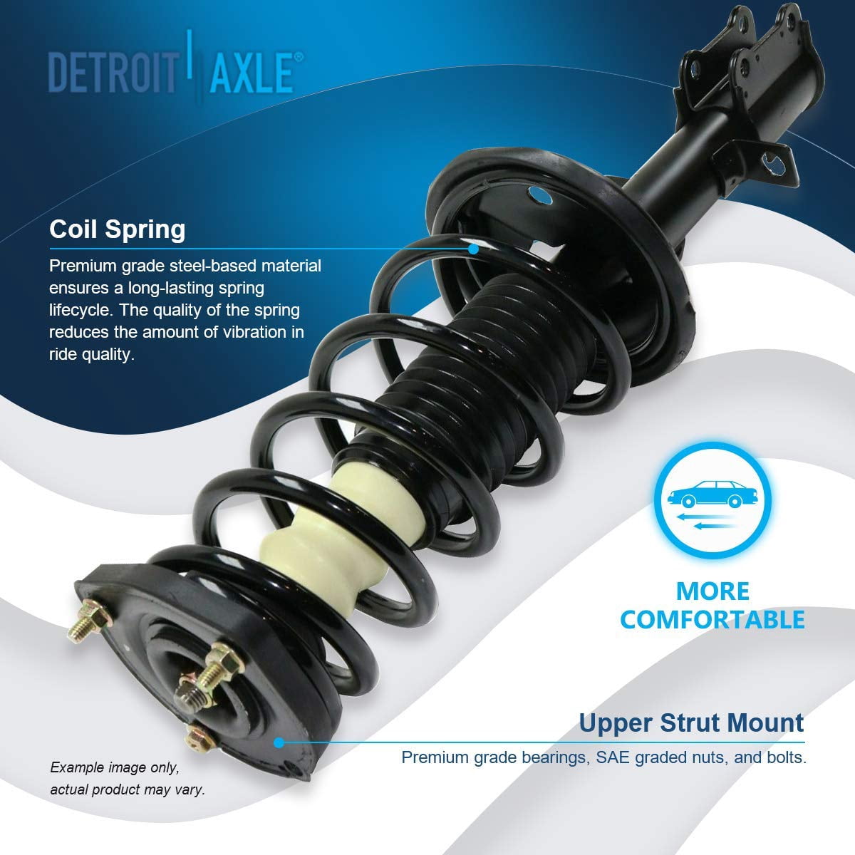 Detroit Axle - Rear 2pc Struts for 93-02 Toyota Corolla, 98-02 Chevy Prizm, 93-97 Geo Prizm, 2 Struts with Coil Spring Assembly 1993 1994 1995 1996 1997 Replacement