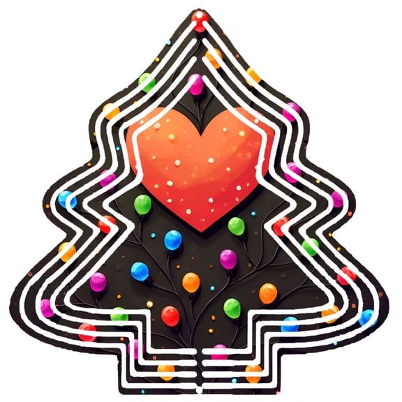 Stylish Metal Hanging Christmas Tree Wind Spinner - Zigzag Pattern with Heart & Colorful Ornaments for Festive Yard Decor