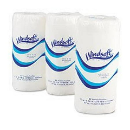 Windsoft Perforated Paper Towel Rolls, 11 x 8 4/5, White, 85/Roll, 30/Carton (1220-85CT)