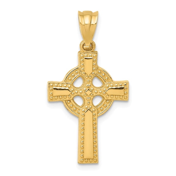 14k Yellow Gold Celtic Cross Pendant Charm