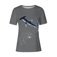 thumbnail image 4 of Tops de Ajuste Suelto para las Mujeres Sudadera Casual Impresa Manga Corta Cuello Redondo Superior, Poliéster, 4 of 4