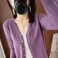 thumbnail image 1 of YSZWDBLX-cárdigans de una sola botonadura para mujer, suéter de punto liso con cuello en V, cárdigans blancos ajustados para mujer, ropa de abrigo informal, 1 of 5