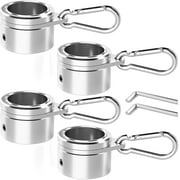 Flag Pole Rings, Anti Wrap Spinning Flag Pole Clips Swivels No Tangle Aluminum Alloy 360 Rotating Flagpole Mounting Rings with Carabiners for Flag Poles (1.25 Inch-4PC, Aluminum)