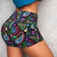 thumbnail image 4 of Haiem Watercolor Floral Paisley No Front Seam Biker Shorts for Women Yoga Workout Gym Bike Shorts with Tummy Control Moisture-Wicking-Large, 4 of 9