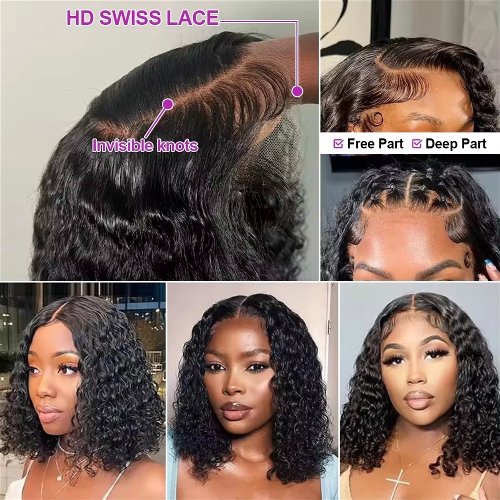 Pre Cut No Glue Water Wave 7x5 Wigs Curly Glueless Wig Human Hair Pre Plucked