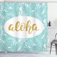 thumbnail image 1 of Ambesonne Aloha Shower Curtain, Wording with Palm Tree Leaves, 69"Wx84"L, Seafoam Yellow, 1 of 3