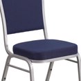 thumbnail image 3 of 4 Pk. HERCULES Series Crown Back Stacking Banquet Chair in Navy Fabric - Silver Frame, 3 of 9