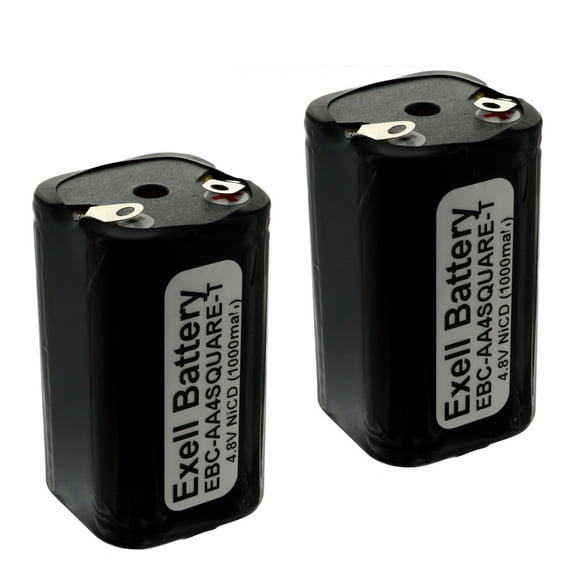 2x Exell Custom 4.8V 1000mAh NiCd 4xAA Square Battery Pack with Tabs