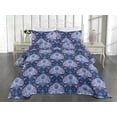 thumbnail image 2 of Ambesonne Psychedelic Quilted Coverlet 3 Pcs, Oriental Leafy Design, King Size, Dark Lavender Fuchsia, 2 of 4
