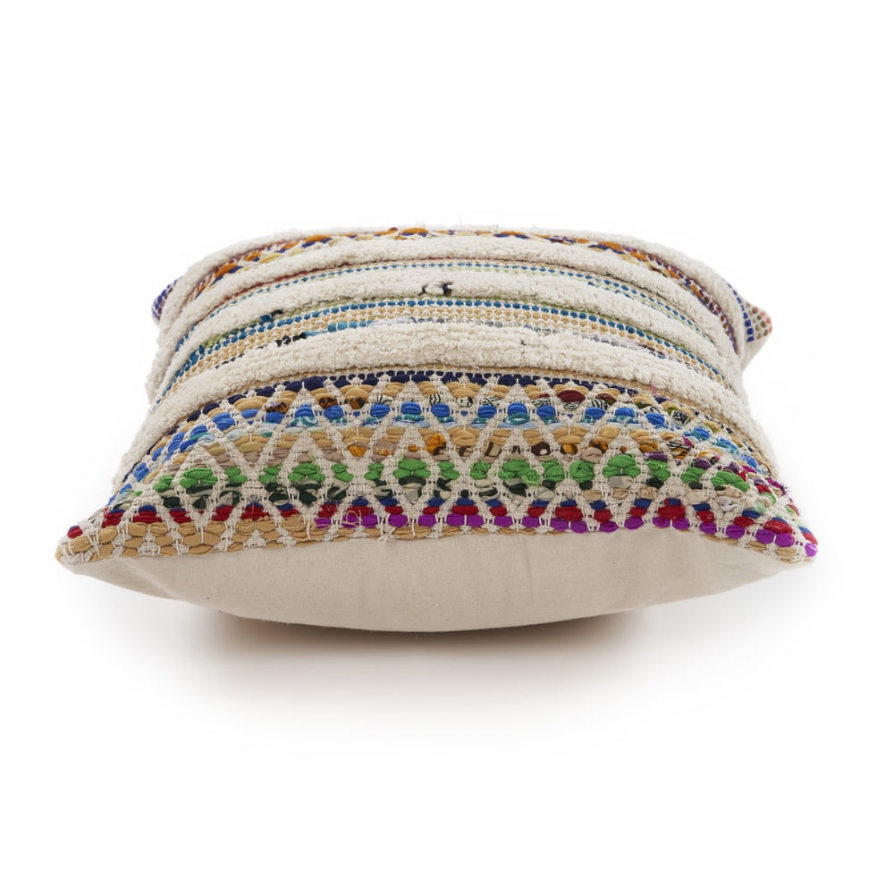Harlow Hill Nomad 18" x 18" Striped Adult Decorative Throw Pillow Cover, Off White/Multicolor