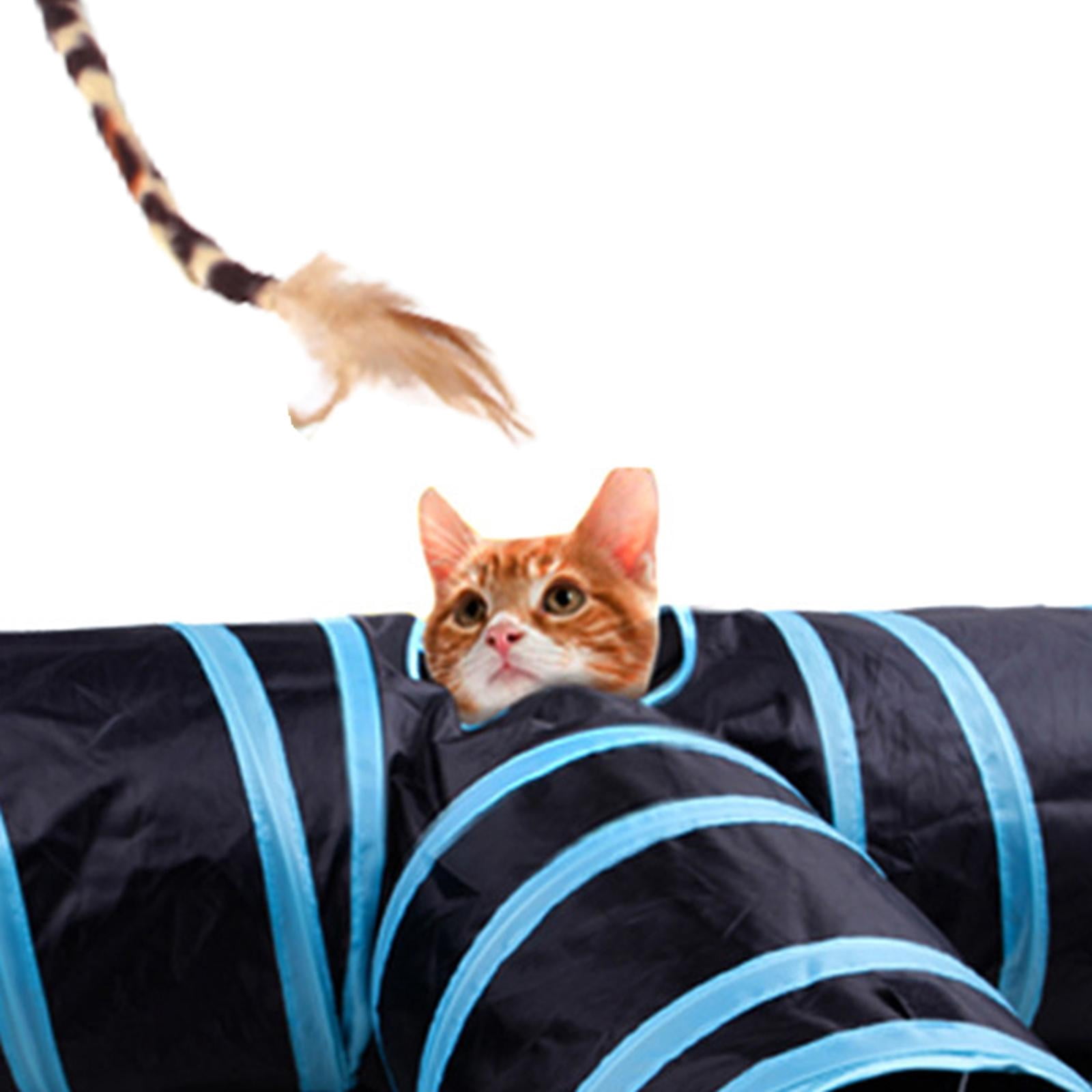 22 piece Interactive Cat Toy Sets,Collapsible Cat Tunnels for Indoor Cats, Feather Teaser Crinkle Balls Spring Toy Catnip Fish for Cats , B99502
