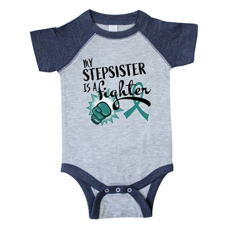 

Inktastic Ovarian Cancer Awareness My Stepsister is a Fighter Gift Baby Boy or Baby Girl Bodysuit