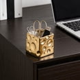 thumbnail image 6 of Uranda Ceramics Cheese Pen Holder for Desk，Cute Pencil Holders Cup Organizer Makeup Brush Holder Stationery Fork Spoon Storage Gold, 6 of 6