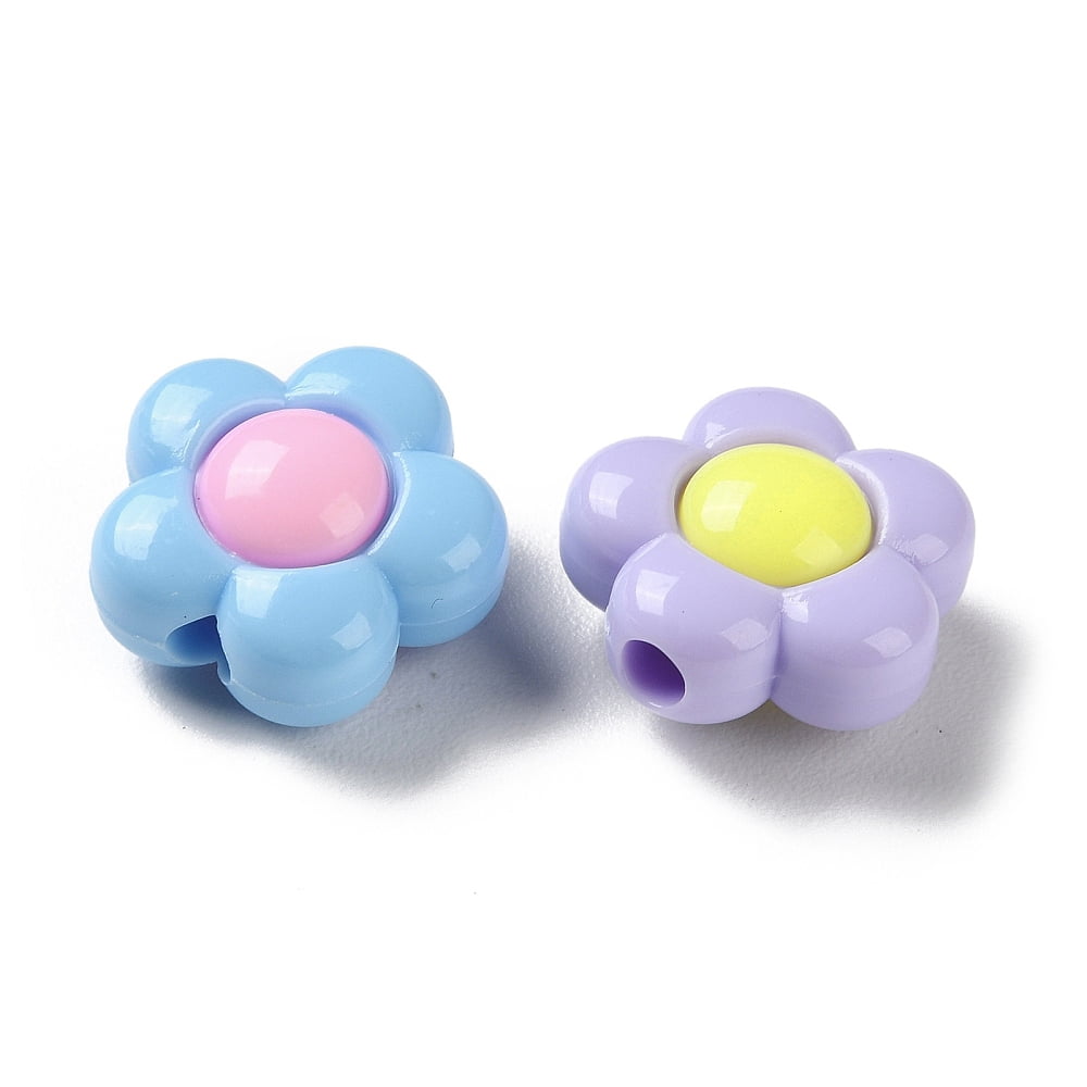 500g Two Tone Opaque Acrylic Beads Flower 16x16x9mm Hole: 2.8mm