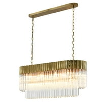 Bethel International Chandelier Brass Stainless Steel & Crystal