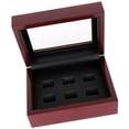 thumbnail image 2 of Colección de interiores de cuero de campeonato de madera con tapa de vidrio de 2 a 6 agujeros para joyería Vino tinto de 6 hoyos, 2 of 4