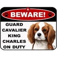 thumbnail image 2 of LED Light Up Red Flashing Blinking Attention Grabbing Laminated Dog Sign Beware Guard Cavalier King Charles on Duty Yard Fence Gate, 2 of 5