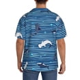 thumbnail image 6 of Picia Sharks on White Blue Striped Men's Linen Shirts Short Sleeve Cuban Beach Shirts Casual Shirts Button Down Shirt for Men Beach Summer Wedding Shirt-3X-Large, 6 of 7