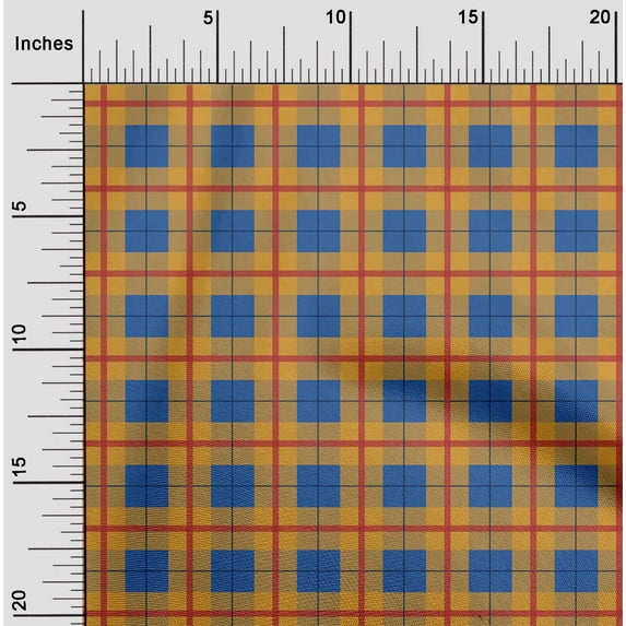 oneOone Organic Cotton Poplin Twill Fabric Madras Check Printed Craft Fabric BTY 42 Inch Wide