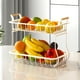 thumbnail image 1 of de de 2 niveles, soporte para verduras, frutero, estante de almacenamiento de artículos para encimera, comedor, exhibición de blanco perfecl puesto de cesta de frutas, 1 of 8