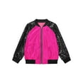 thumbnail image 3 of DPOIS Kids Boys Girls Long Sleeve Flight Jacket Zip Up Coat Dancewear Hot Pink 16, 3 of 5