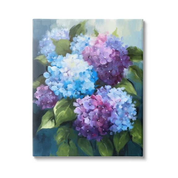 Stupell Industries Blue & Purple Hydrangeas Botanical & Floral Painting Gallery Wrapped Canvas Print Wall Art, 16 x 20