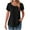 Black, variant on Oalirro Petal Short Sleeve Top for Women Summer Casual Crew Neck Shirts Solid Dressy Blouse Pleated Tunics