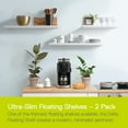 thumbnail image 2 of Delta Slim Floating Wall Shelves, Set of 2, 36 in. x 8 in. x 1 in. White, 2 of 9