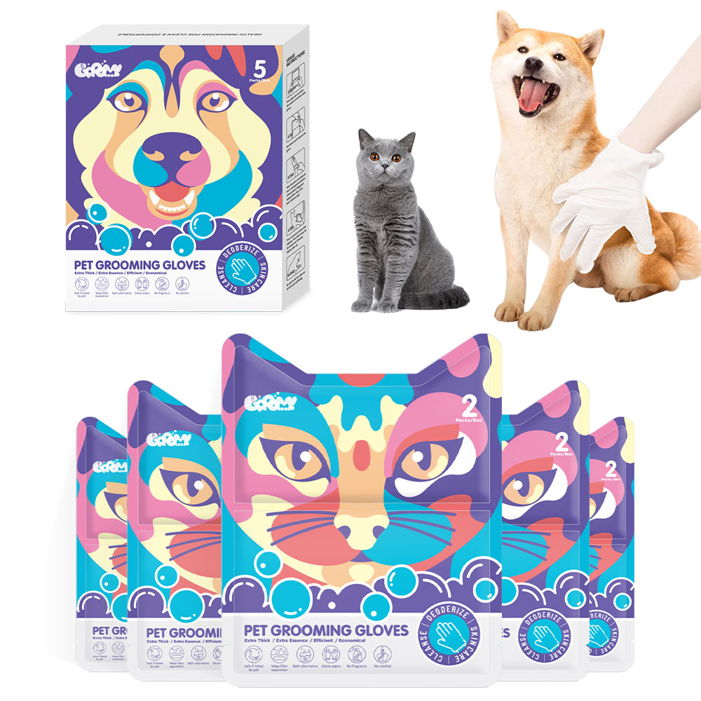 HICC GROOM! Pet Grooming Glove Wipes for Dogs & Cats, Itch Relief