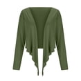 thumbnail image 4 of Daiosportswear Women Tie Front Wrap Tops Long Sleeve Pilate Ballet Ruffle Bolero Shrugs Crop Yoga Layering Workout Cardigan Cover Up,Cover-Up for Women Green XL(XL), 4 of 9