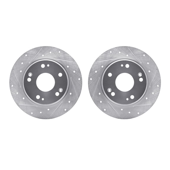 Dynamic Friction Company Rear Brake Rotors-Drilled and Slotted-Silver 7002-59062