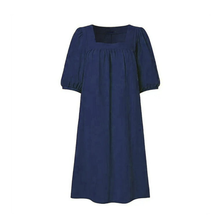 below knee length dresses with sleeves Seta T Women's Long Sleeve Dresses Square Neck High Waist Flowy Casual Knee Length Dress with Pockets Fall Clothing Small Black at Amazon Women's Clothing store