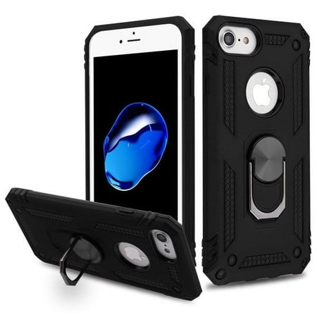 Apple iPhone 8, iPhone 7, iPhone 6 /6s Phone Case Hybrid Durable 360 Degree Rotatable Ring Stand Holder Kickstand Fit Magnetic Car Mount Protective Case BLACK Cover for Apple iPhone 8 /7 / 6 /6S