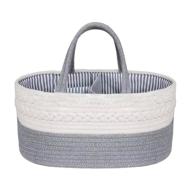 Lindo organizador de carrito de pañales para bebé, canasta grande cuerda, contenedor de almacenamiento para guardería / carrito, bolsa Hugo Organizador de pañales