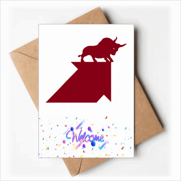 Red Form Stock Market Bull Welcome Back Greeting Cards Envelopes Blank