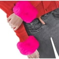 thumbnail image 4 of Xfvqtps Womens Wristband Fluffy Furry Faux Fur Wrist Warmers Multicolored Stretch Warm Wrist Cuff Hot Pink, 4 of 5