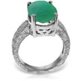 thumbnail image 2 of Galaxy Gold 14K Solid White Gold Ring with Natural Oval Emerald, Size 9.5, 5.5-11 Sizes, May Birthstone, Symbol of Harmony, 2 of 4