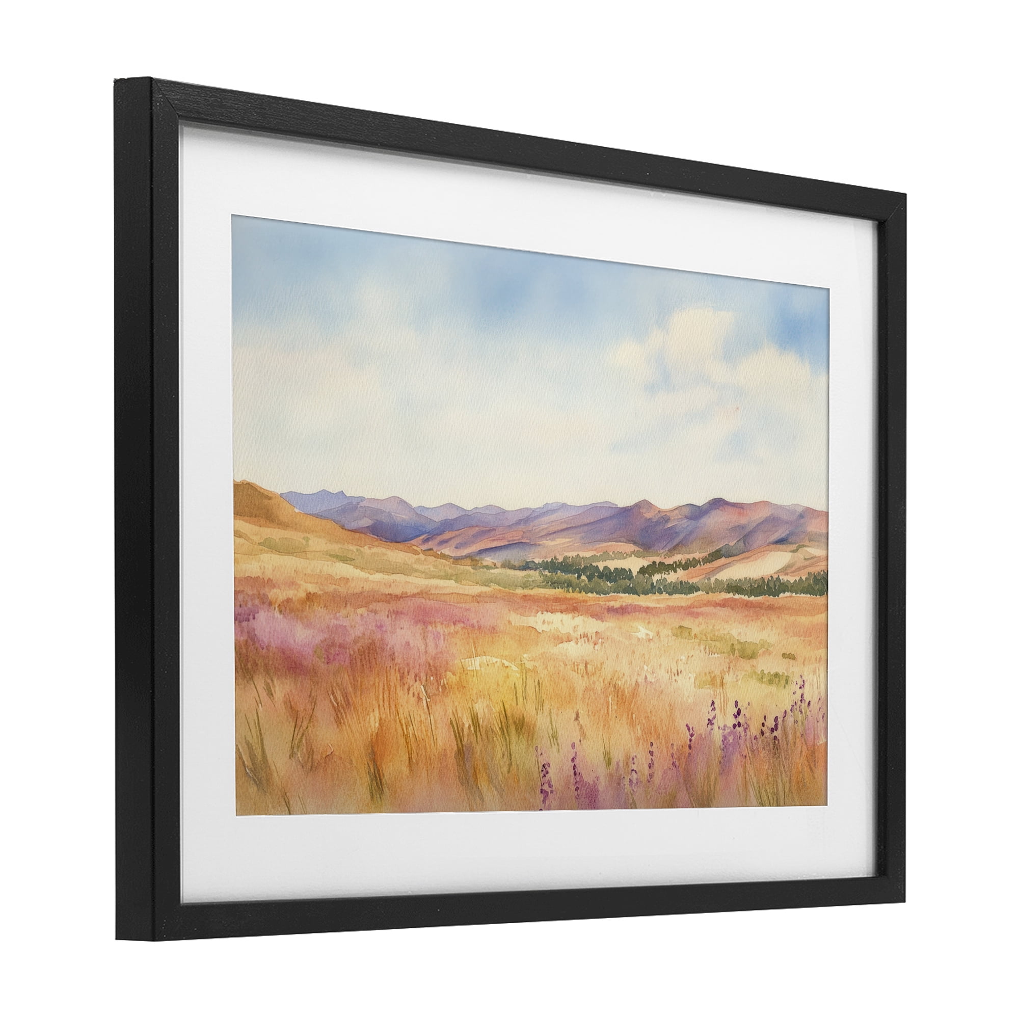 Stupell Industries Pastel Valley Panorama Black Framed Print Under Glass, design by Petal Prints Design