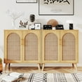 thumbnail image 4 of Rovaurx Set of 2 Rattan Storage Cabinet with Doors, Accent Bathroom Floor Cabinet, Modern Sideboard Buffet Cabinet for Living Room, Entryway, Dining Room and Kitchen, Natural, 4 of 7