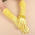 thumbnail image 1 of Nvzi Gants de Soirée en Satin Manches Longues Rétro pour Dames Mariage Opera Fête-Jaune, 1 of 5