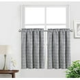 thumbnail image 1 of Kitchen Curtains 36 Inch Cafe Curtain Tiers, Light Filtering Linen Textured Short Curtains for Bathroom, Semi Sheer Farmhouse Small Window Curtain Rod Pocket 2 Panels (Dark Grey), 1 of 7